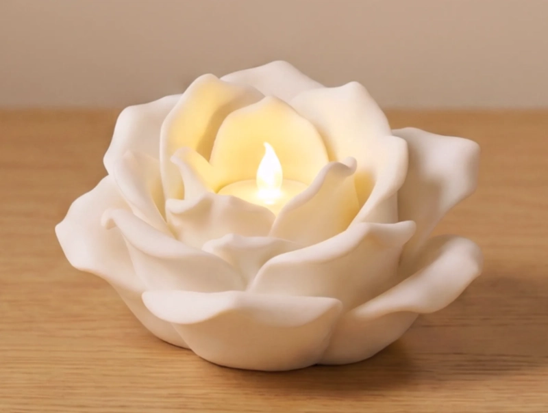 PORTAVELAS LED PRINTS PATRO- ROSA BLANCA - 1