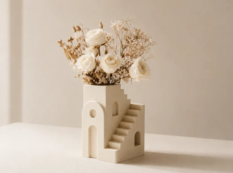 DECORACION HOGAR PRINTS PATRO - FLORERO ESTILO ARQUITECTONICO - 1