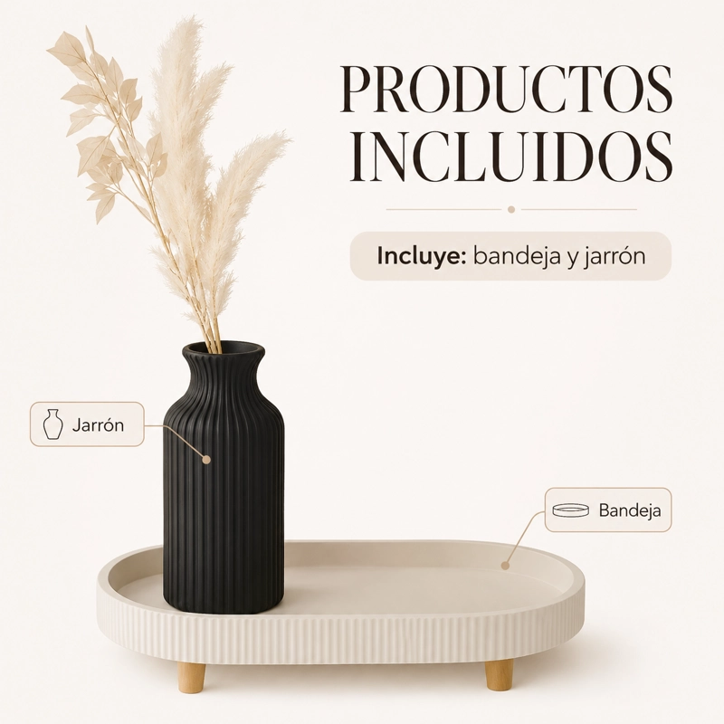 DECORACION ELEGANTE PRINTS PATRO - BANDEJA DECORATIVA CON JARRON - 7