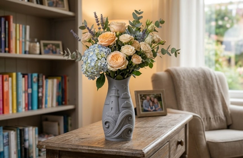 DECORACION HOGAR PRINTS PATRO - FLORERO DECORATIVO OLA FARO - 1