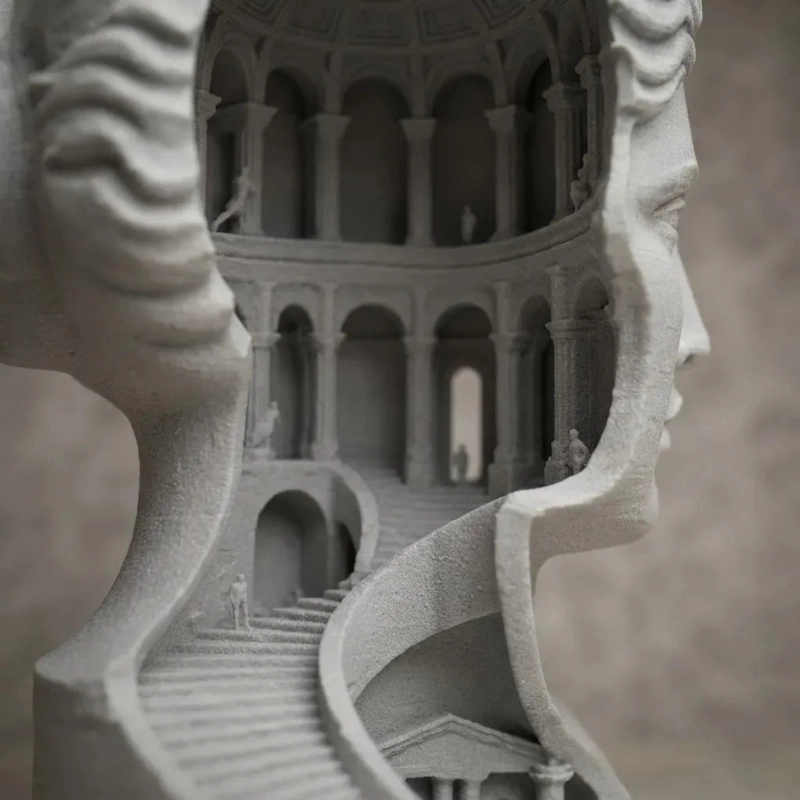 ESCULTURA ELEGANTE PRINTS PATRO - BUSTO CON PALACIO OCULTO - 2