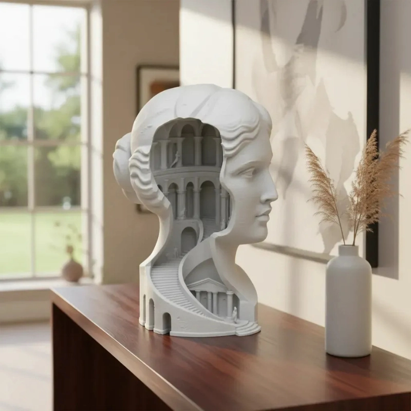 ESCULTURA ELEGANTE PRINTS PATRO - BUSTO CON PALACIO OCULTO - 3