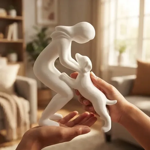 ESCULTURA ELEGANTE PRINTS PATRO - ESTILO DE MUJER Y PERRO - 3