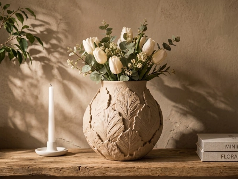 JARRON BOTANICO DECORATIVO 18 CM MODERNO PARA HOGAR - 2
