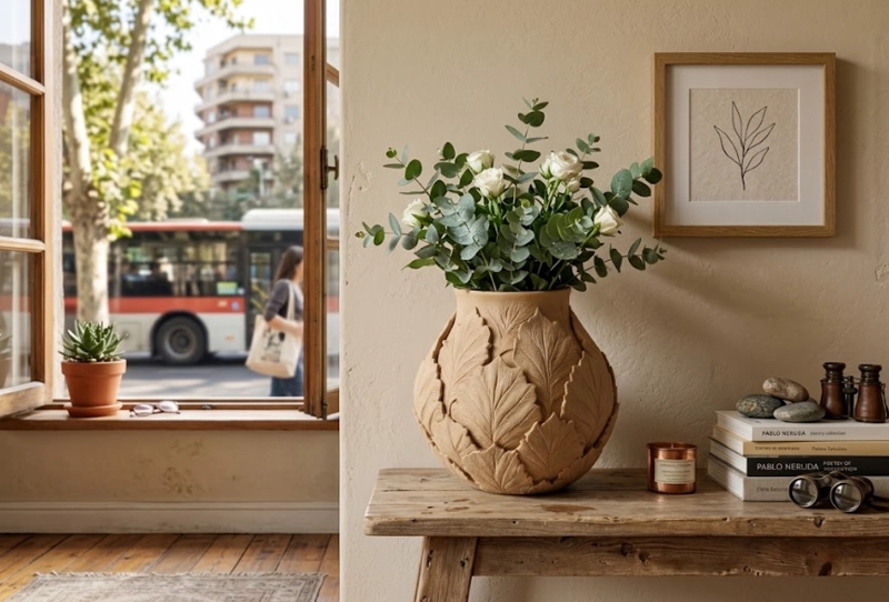 JARRON BOTANICO DECORATIVO 18 CM MODERNO PARA HOGAR - 5