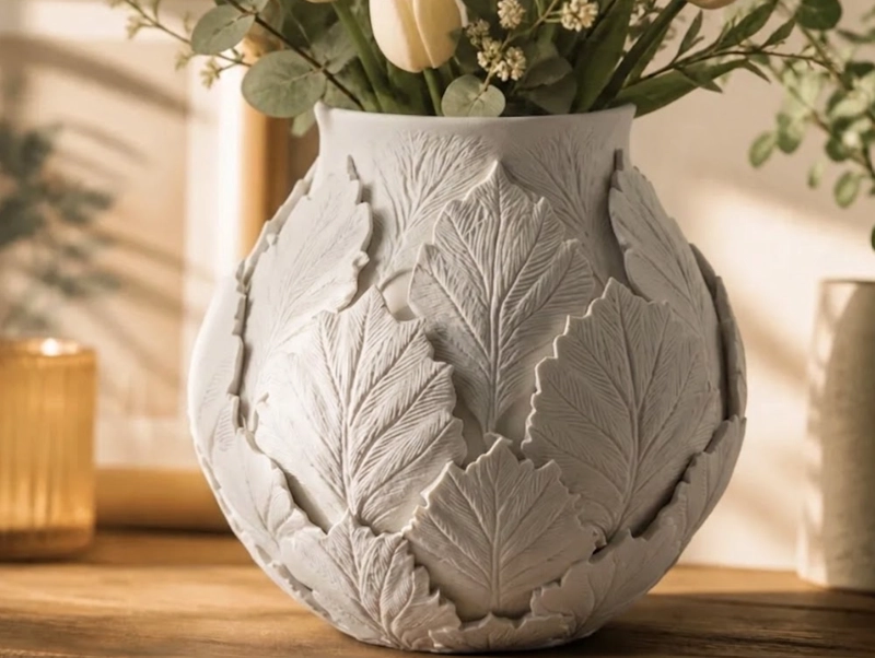 JARRON BOTANICO DECORATIVO BLANCO 18 CM MODERNO PARA HOGAR - 5