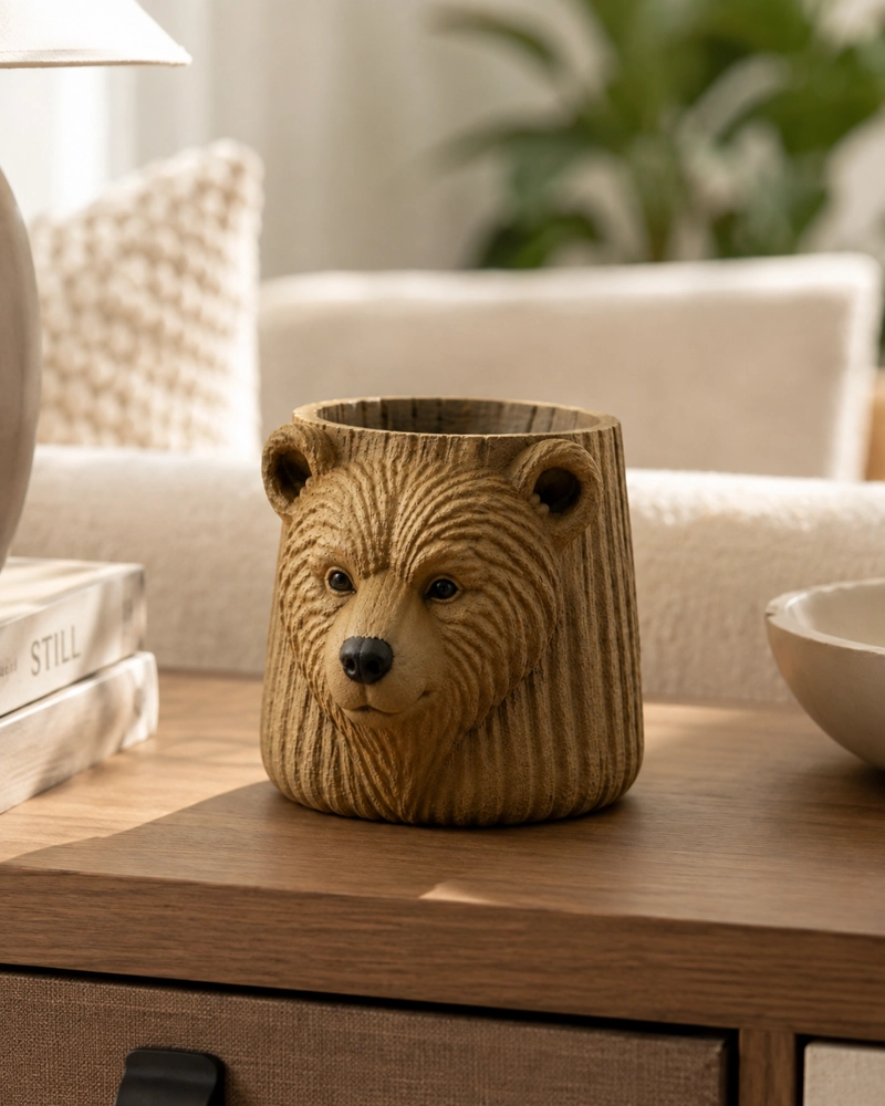 MACETERO DECORATIVO PRINTS PATRO- OSO MARRON - 1