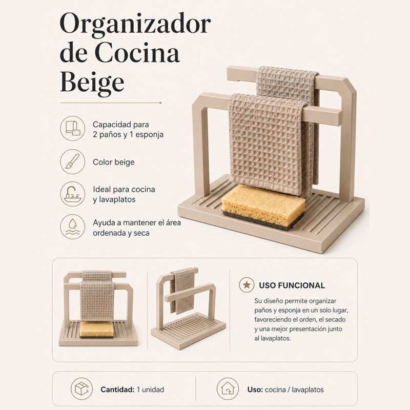 ORGANIZADOR DE LAVAPLATOS PORTA ESPONJA Y PAÑOS - 2