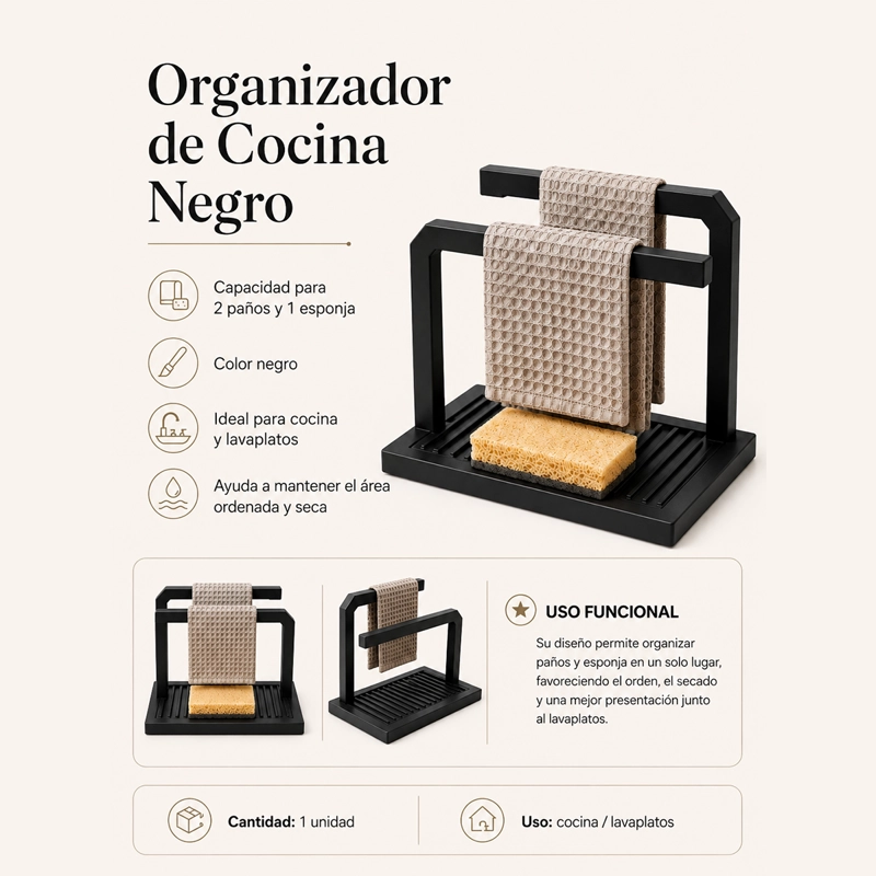 ORGANIZADOR DE LAVAPLATOS PORTA ESPONJA Y PAÑOS - 2