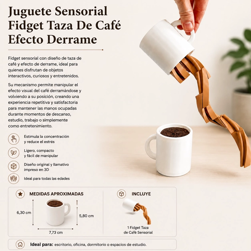 JUGUETE SENSORIAL FIDGET TAZA DE CAFE  EFECTO DERRAME - 3