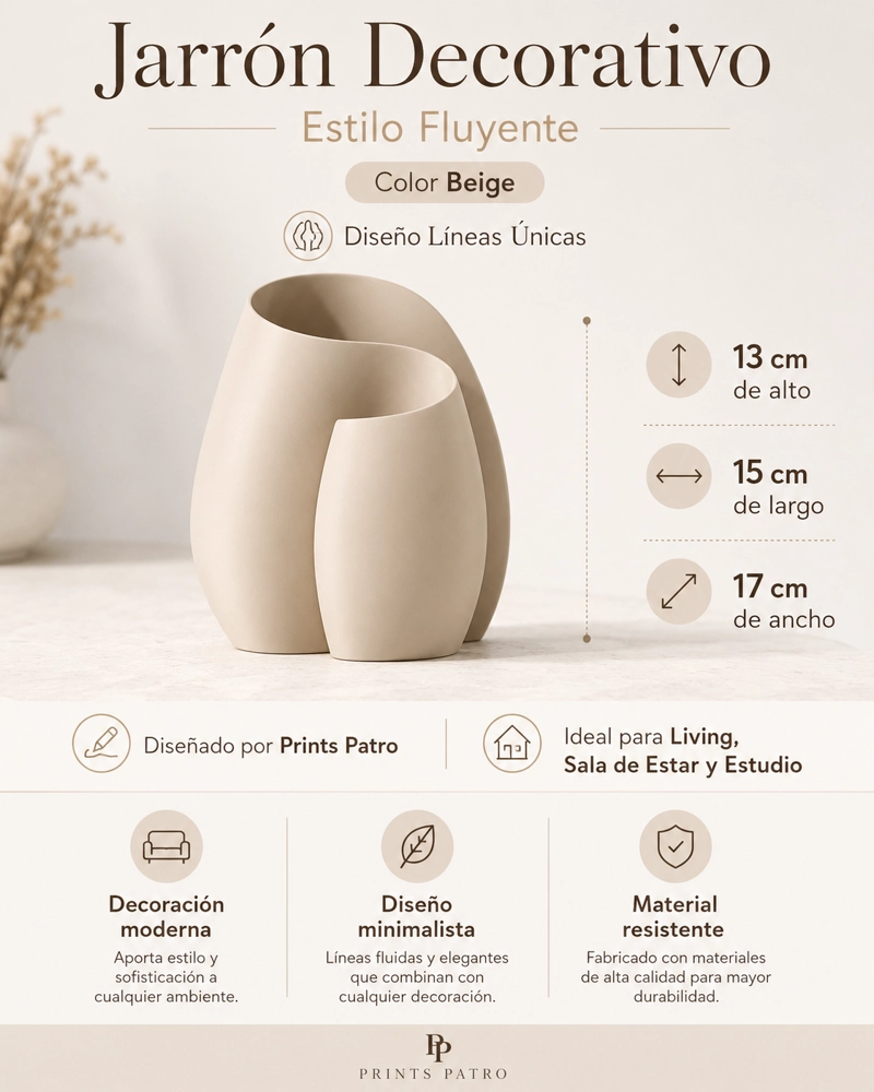 DECORACION ELEGANTE PRINTS PATRO - JARRON ESTILO FLUYENTE - 2