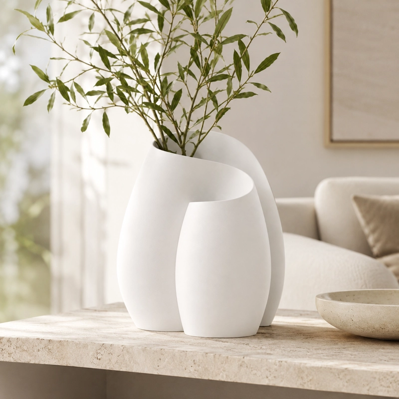DECORACION ELEGANTE PRINTS PATRO - JARRON ESTILO FLUYENTE BLANCO - 3