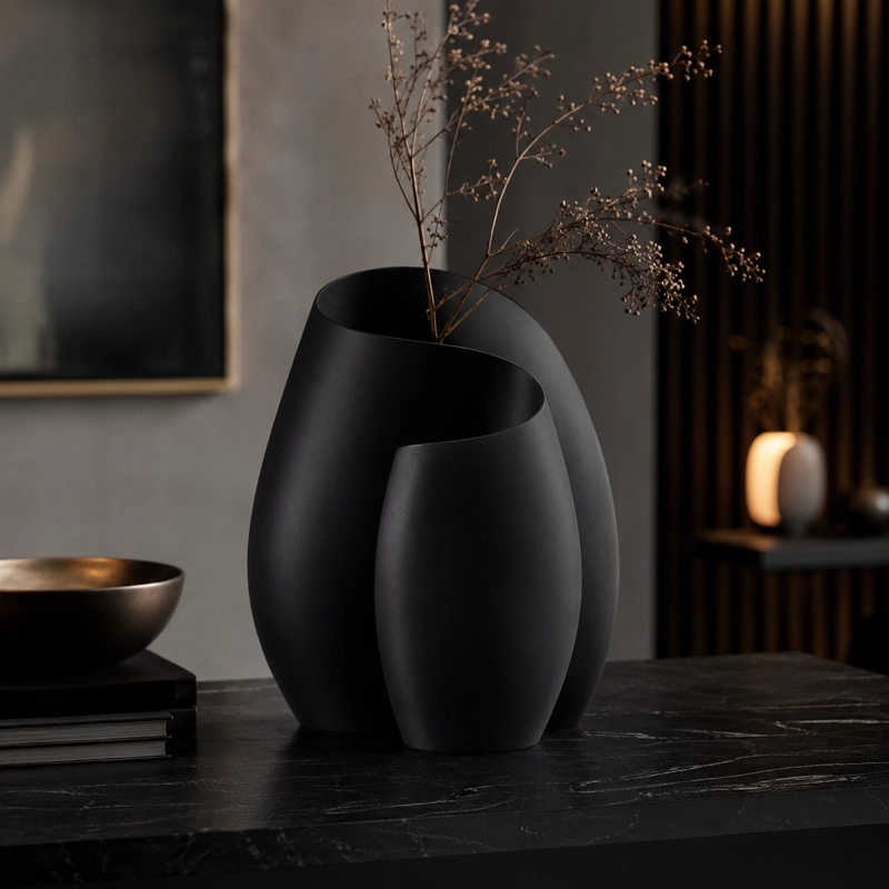 DECORACION ELEGANTE PRINTS PATRO - JARRON ESTILO FLUYENTE NEGRO - 3