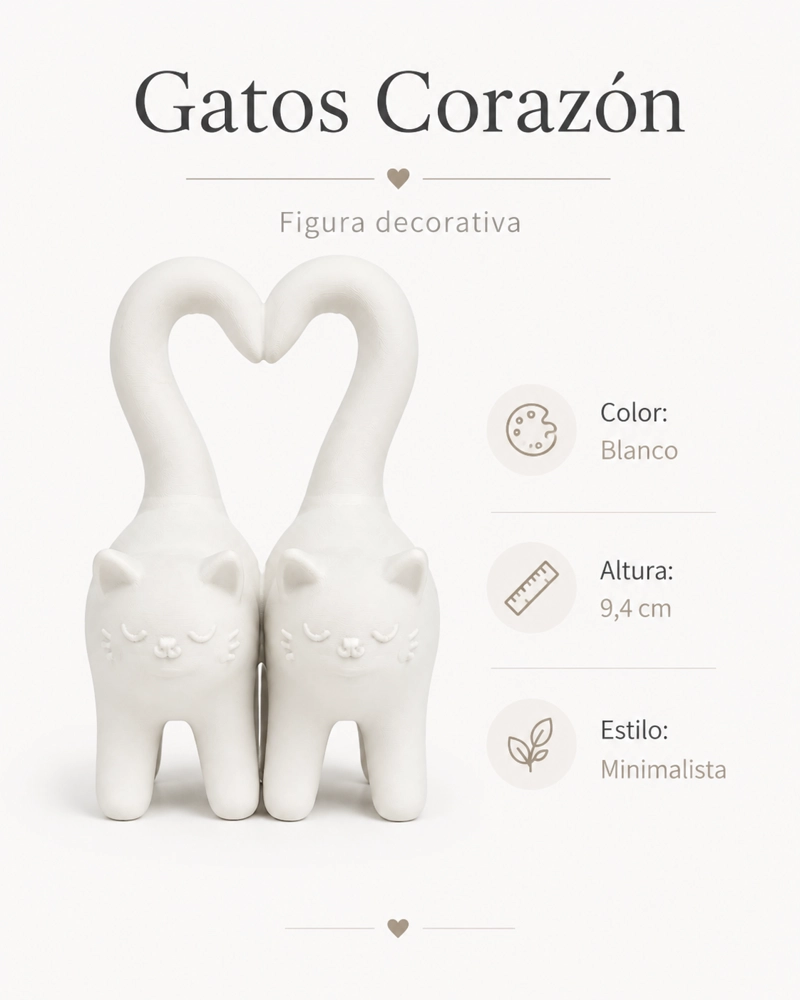 FIGURA DECORATIVA - GATITOS CON COLA CORAZON - 4