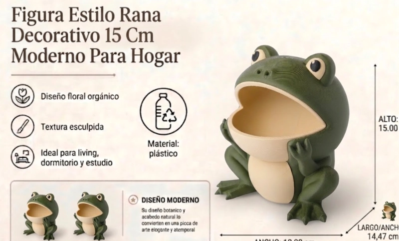 FIGURA ESTILO RANA DECORATIVO 15 CM MODERNO PARA HOGAR - 2