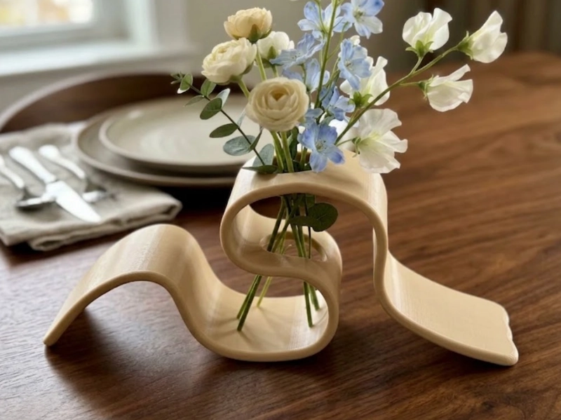 FLORERO ONDULADO BEIGE 6 CM MINIMALISTA PARA HOGAR - 3