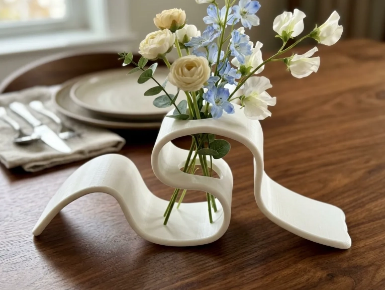 FLORERO ONDULADO BLANCO 6 CM MINIMALISTA PARA HOGAR - 5