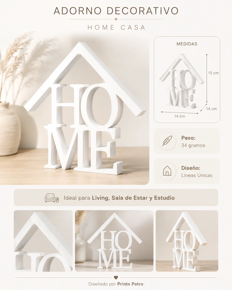 DECORACION ELEGANTE PRINTS PATRO - ADORNO DECORATIVO HOME BLANCO - 3