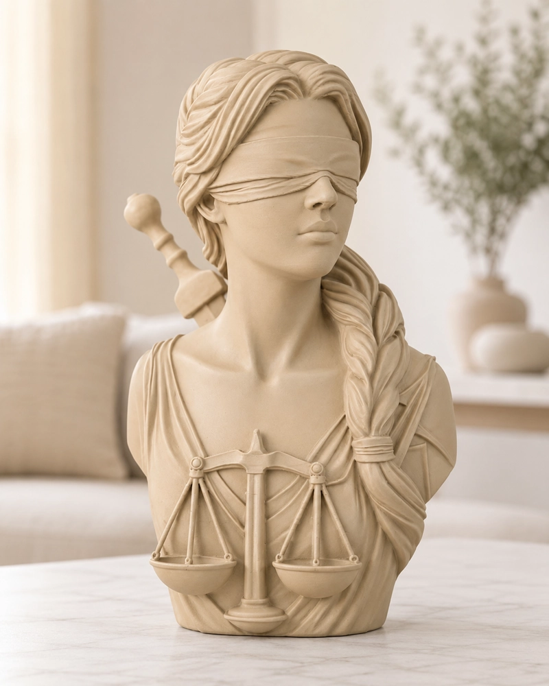 ESCULTURA ELEGANTE PRINTS PATRO - DIOSA DE LA JUSTICIA VENDADA BEIGE - 1