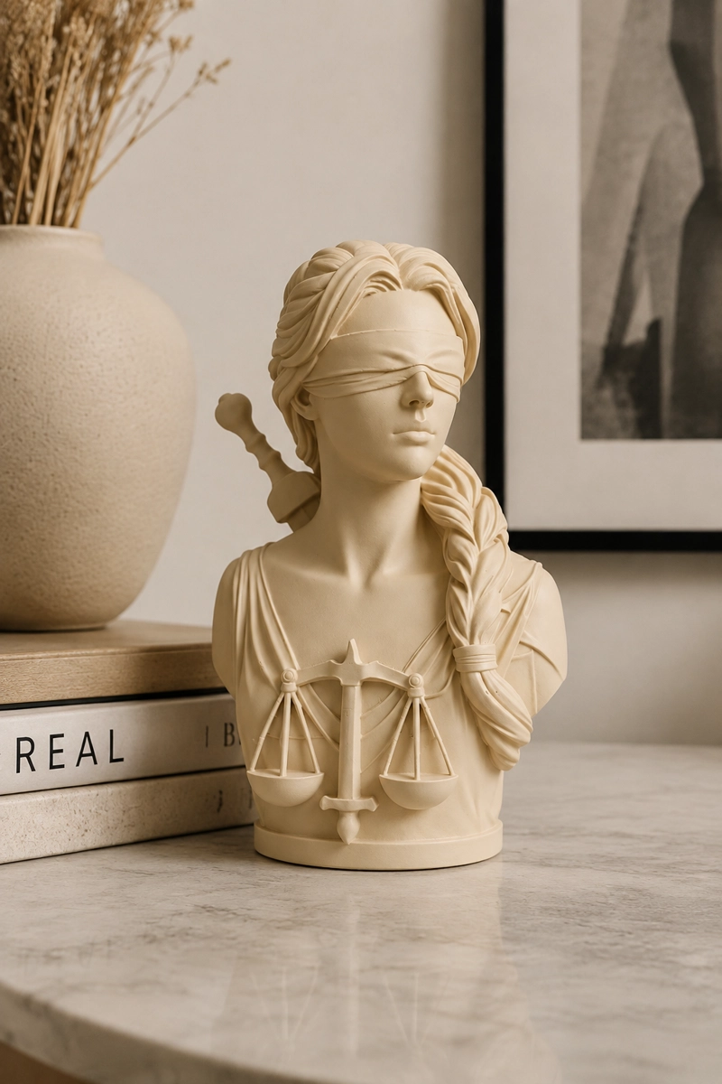 ESCULTURA ELEGANTE PRINTS PATRO - DIOSA DE LA JUSTICIA VENDADA BEIGE - 3