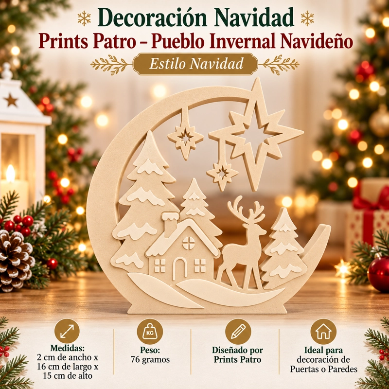 Decoración Navidad Prints Patro - Estilo Pueblo Invernal Navideño Beige - 1