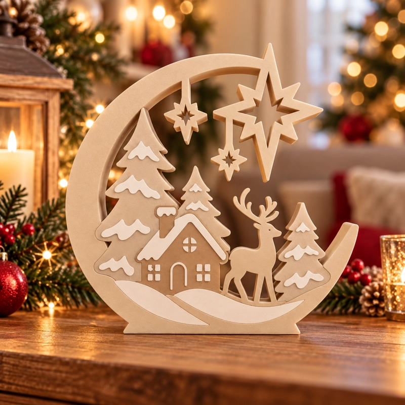 Decoración Navidad Prints Patro - Estilo Pueblo Invernal Navideño Beige - 4
