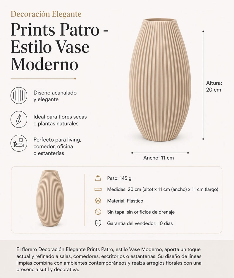 DECORACION ELEGANTE PRINTS PATRO - ESTILO VASE MODERNO - 3