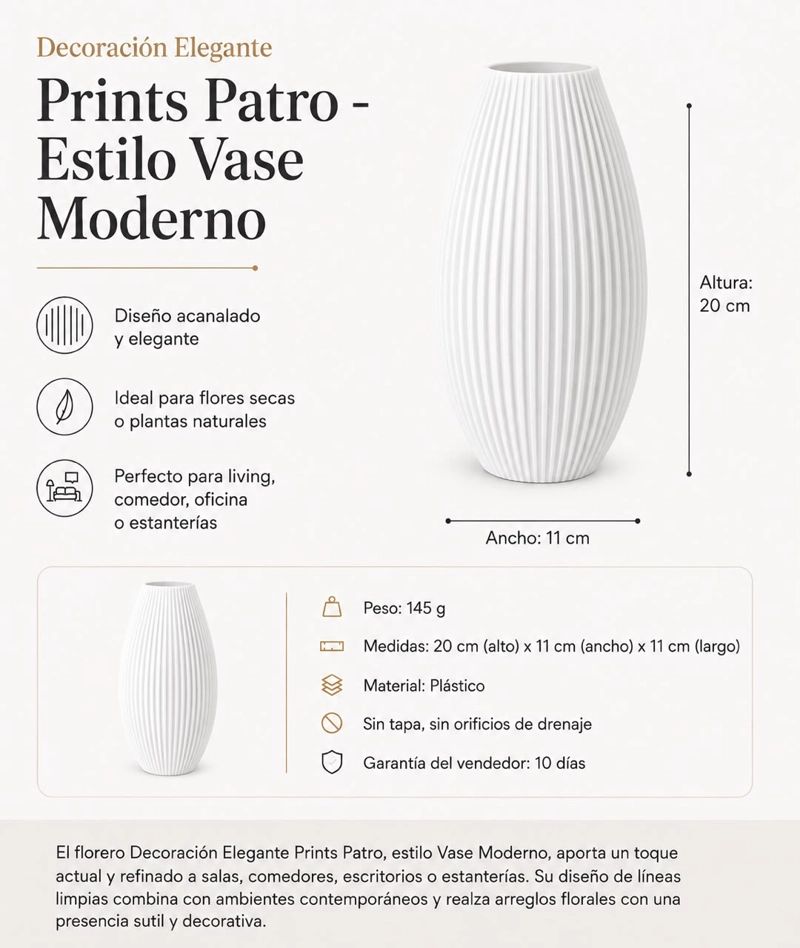 DECORACION ELEGANTE PRINTS PATRO - ESTILO VASE MODERNO - 3