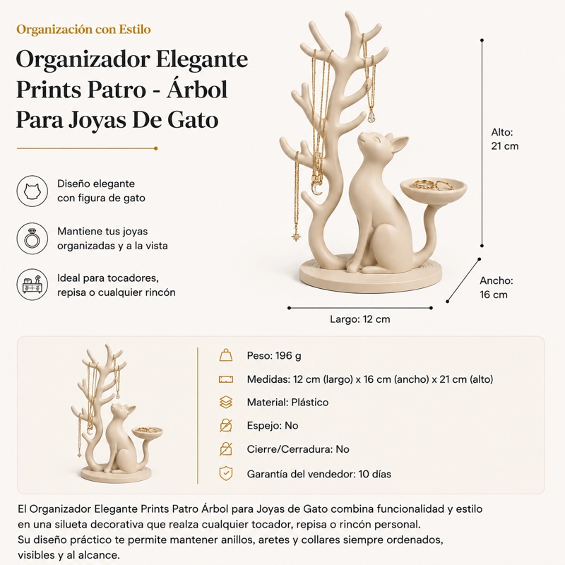 ORGANIZADOR ELEGANTE PRINTS PATRO - ARBOL PARA JOYAS DE GATO - 3