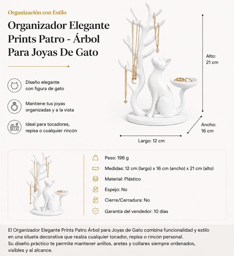 ORGANIZADOR ELEGANTE PRINTS PATRO - ARBOL PARA JOYAS DE GATO - 3