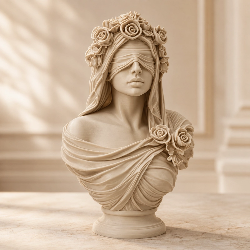 ESCULTURA ELEGANTE PRINTS PATRO - ESTILO LA MUSA CIEGA BEIGE - 1