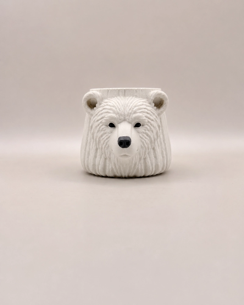 MACETERO DECORATIVO HOGAR- FORMA OSO 6 CM BLANCO - 1