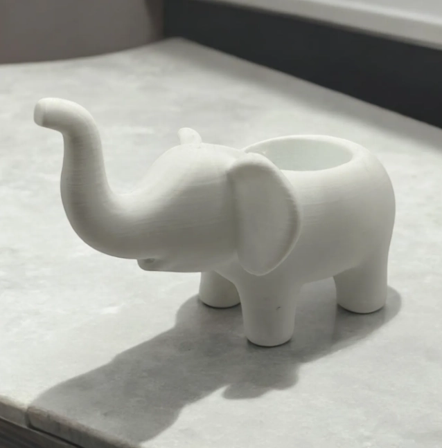 MACETERO DECORATIVO HOGAR- FORMA ELEFANTE 10 CM BLANCO - 4