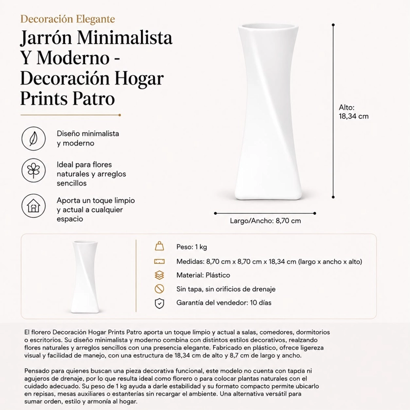 DECORACION HOGAR PRINTS PATRO - JARRON MINIMALISTA Y MODERNO - 3