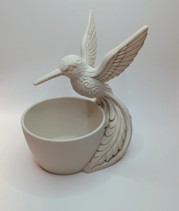 MACETERO DECORATIVO HOGAR- FORMA COLIBRI 15 CM BLANCO - 3