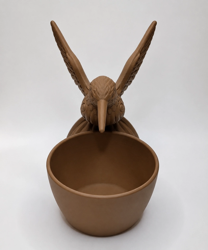 MACETERO DECORATIVO HOGAR- FORMA COLIBRI 15 CM MARRON - 5