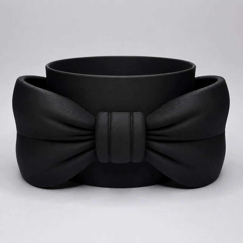 MACETERO DECORATIVO HOGAR- FORMA LAZO 9 CM NEGRO - 3
