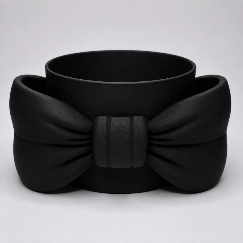 MACETERO DECORATIVO HOGAR- FORMA LAZO 9 CM NEGRO - 4