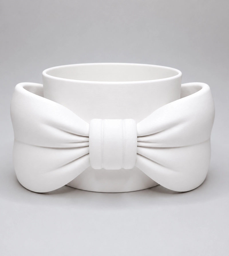 MACETERO DECORATIVO HOGAR- FORMA LAZO 9 CM BLANCO - 3