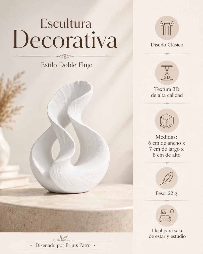 ESCULTURA ELEGANTE PRINTS PATRO - ESTILO DOBLE FLUJO BLANCO - 3