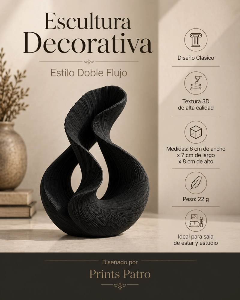 ESCULTURA ELEGANTE PRINTS PATRO - ESTILO DOBLE FLUJO NEGRO - 3