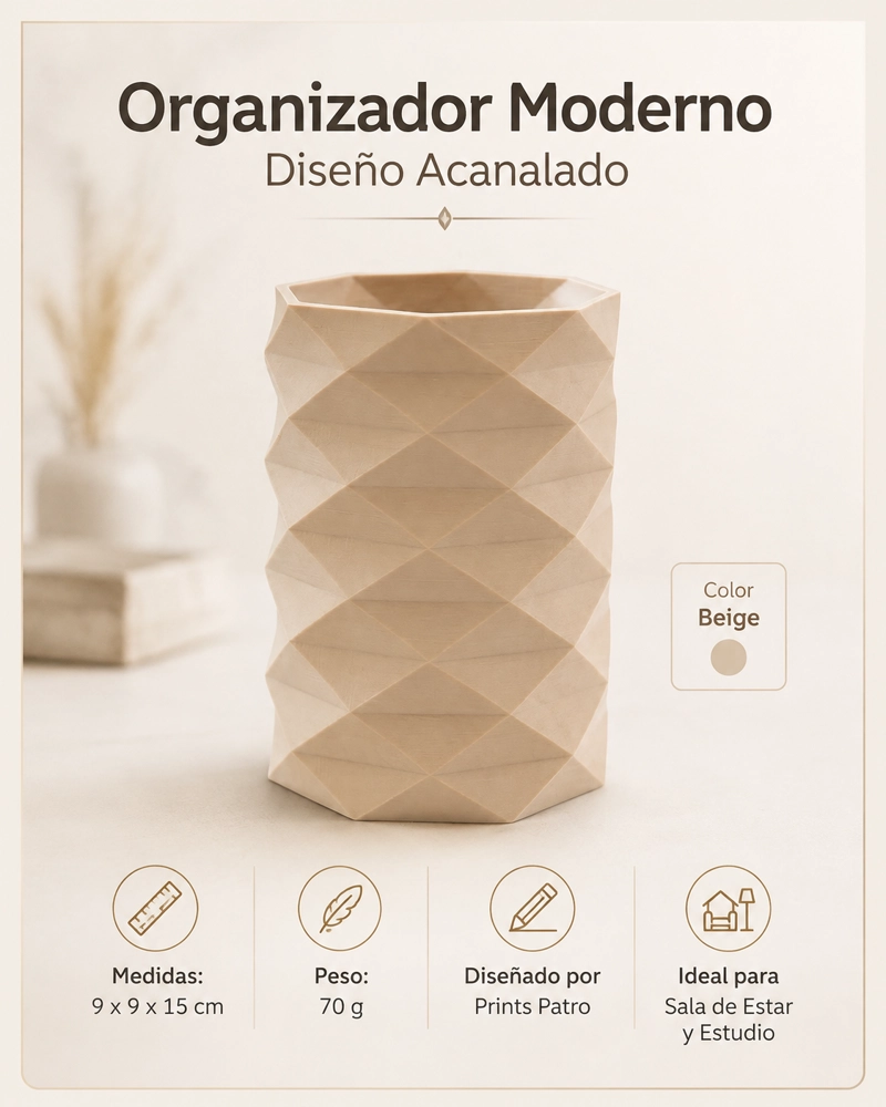 DECORACION ELEGANTE PRINTS PATRO - ORGANIZADOR MODERNO BEIGE - 3