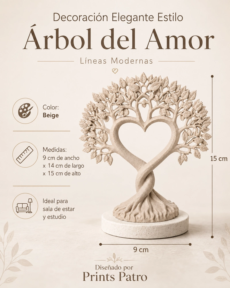 DECORACION ELEGANTE PRINTS PATRO - ESTILO ARBOL DEL AMOR BEIGE - 2