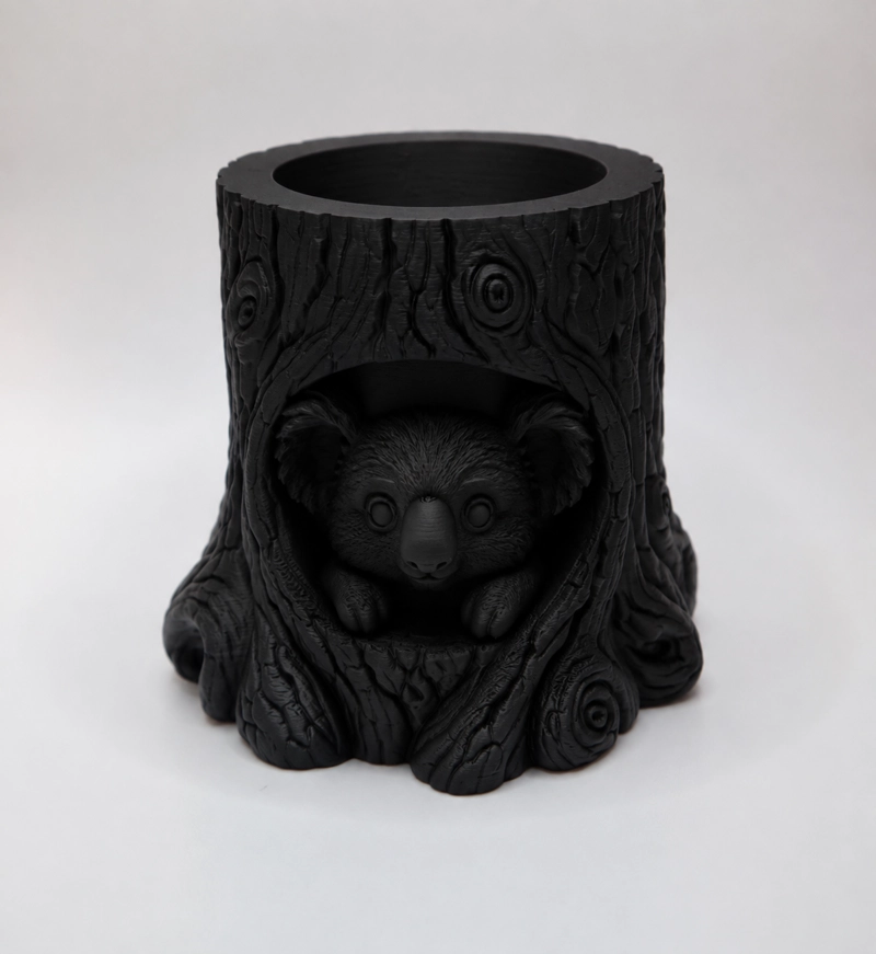 MACETERO DECORATIVO HOGAR- FORMA KOALA 10 CM NEGRO - 3