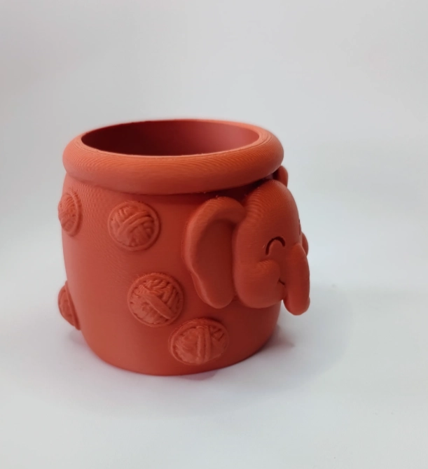 MACETERO DECORATIVO HOGAR- FORMA ELEFANTE TROMPITA 8 CM NARANJO - 4