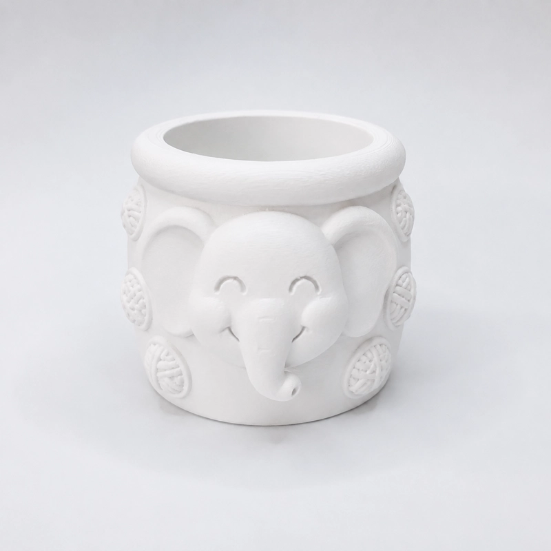 MACETERO DECORATIVO HOGAR- FORMA ELEFANTE TROMPITA 8 CM BLANCO - 3