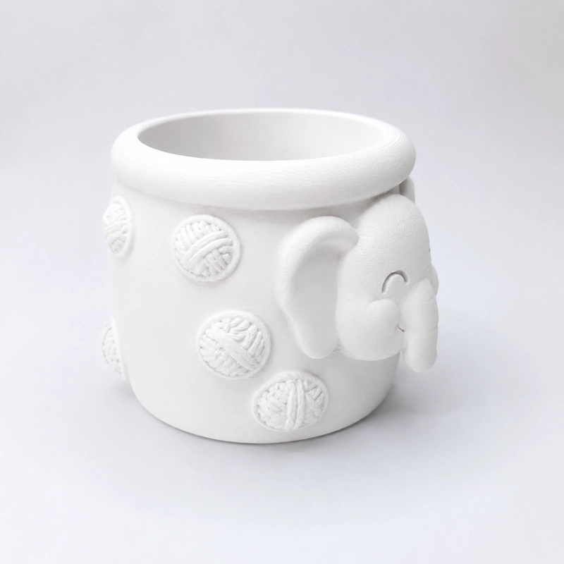 MACETERO DECORATIVO HOGAR- FORMA ELEFANTE TROMPITA 8 CM BLANCO - 4