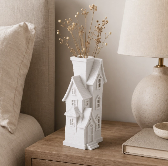 JARRON CASA EMBRUJADA BLANCO 19 CM GOTICO PARA HOGAR - 3