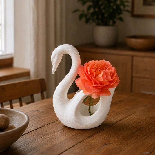 JARRON CISNE ELEGANTE BLANCO 16 CM DECORATIVO PARA HOGAR - 1