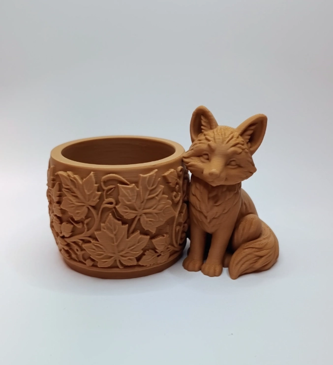 MACETERO DECORATIVO HOGAR- FORMA ZORRO 7,5 CM MARRON - 3